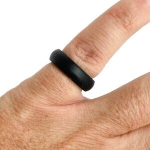Qalo Silicone Wedding Band Ring, Black - Size 6